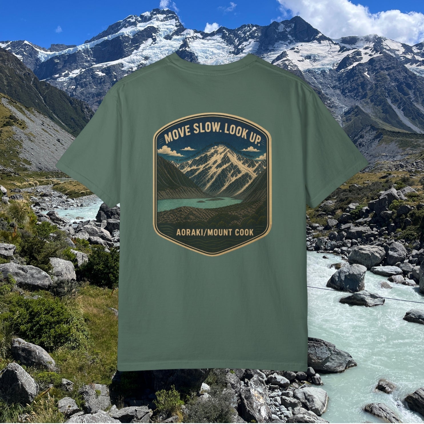Move slow. Look up. Mount Cook Graphic Tee