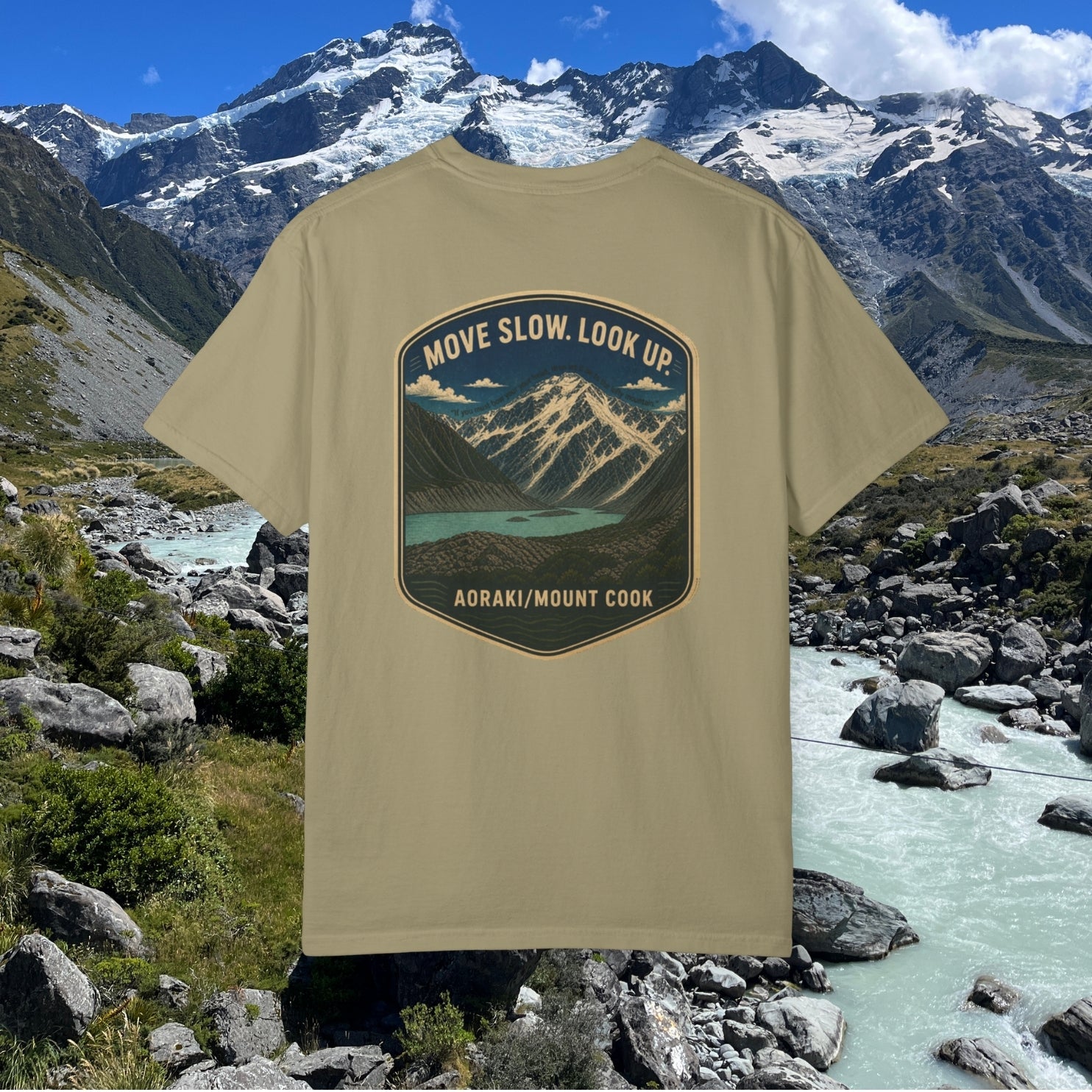 Move slow. Look up. Mount Cook Graphic Tee