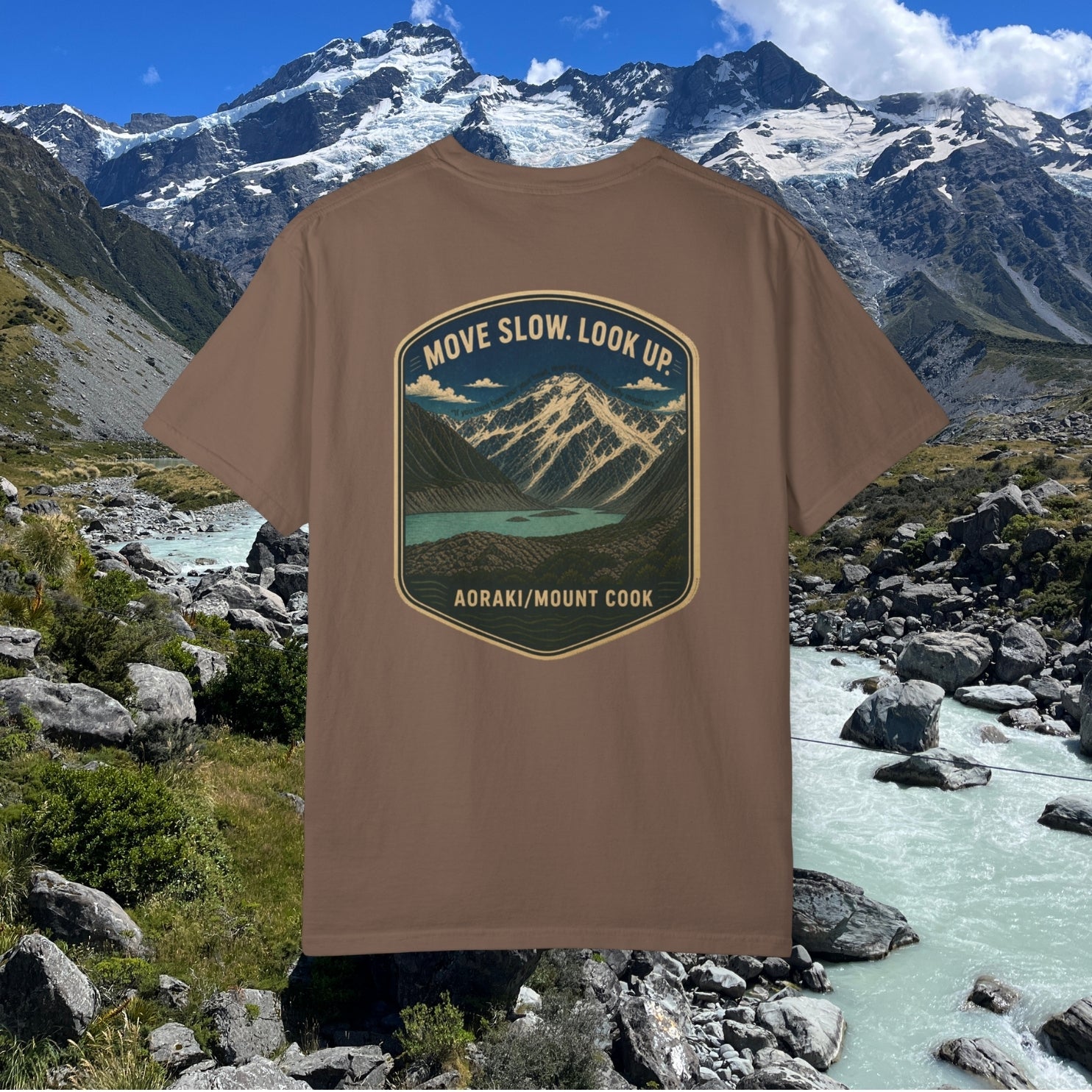 Move slow. Look up. Mount Cook Graphic Tee