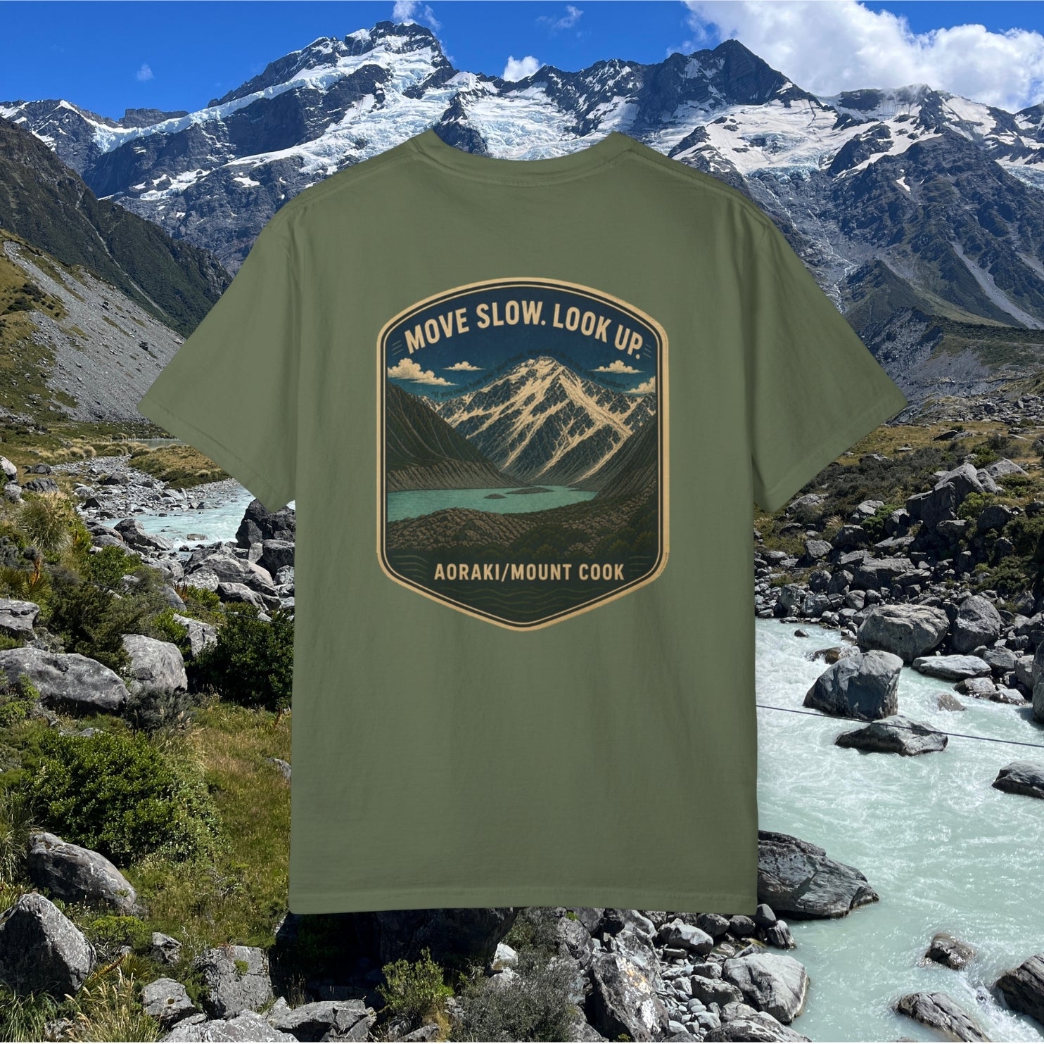 Move slow. Look up. Mount Cook Graphic Tee