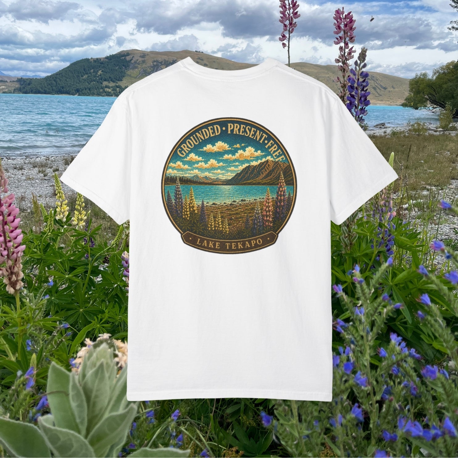 Grounded. Present. Free. Tekapo Graphic Tee