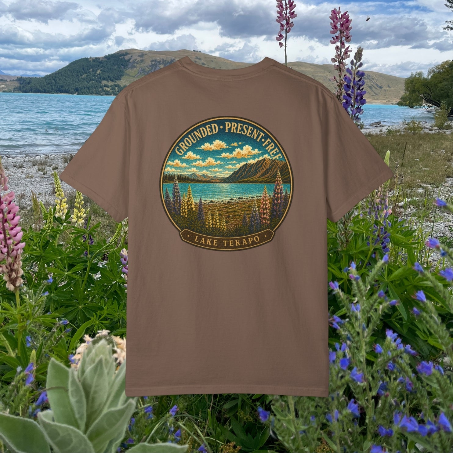 Grounded. Present. Free. Tekapo Graphic Tee