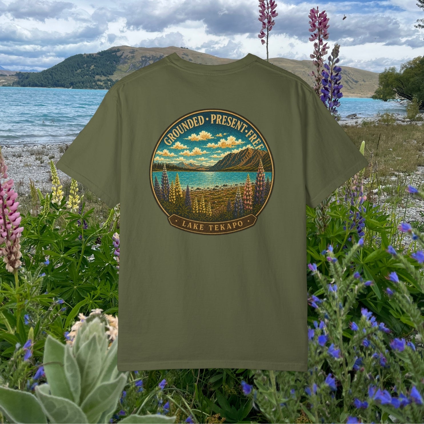 Grounded. Present. Free. Tekapo Graphic Tee