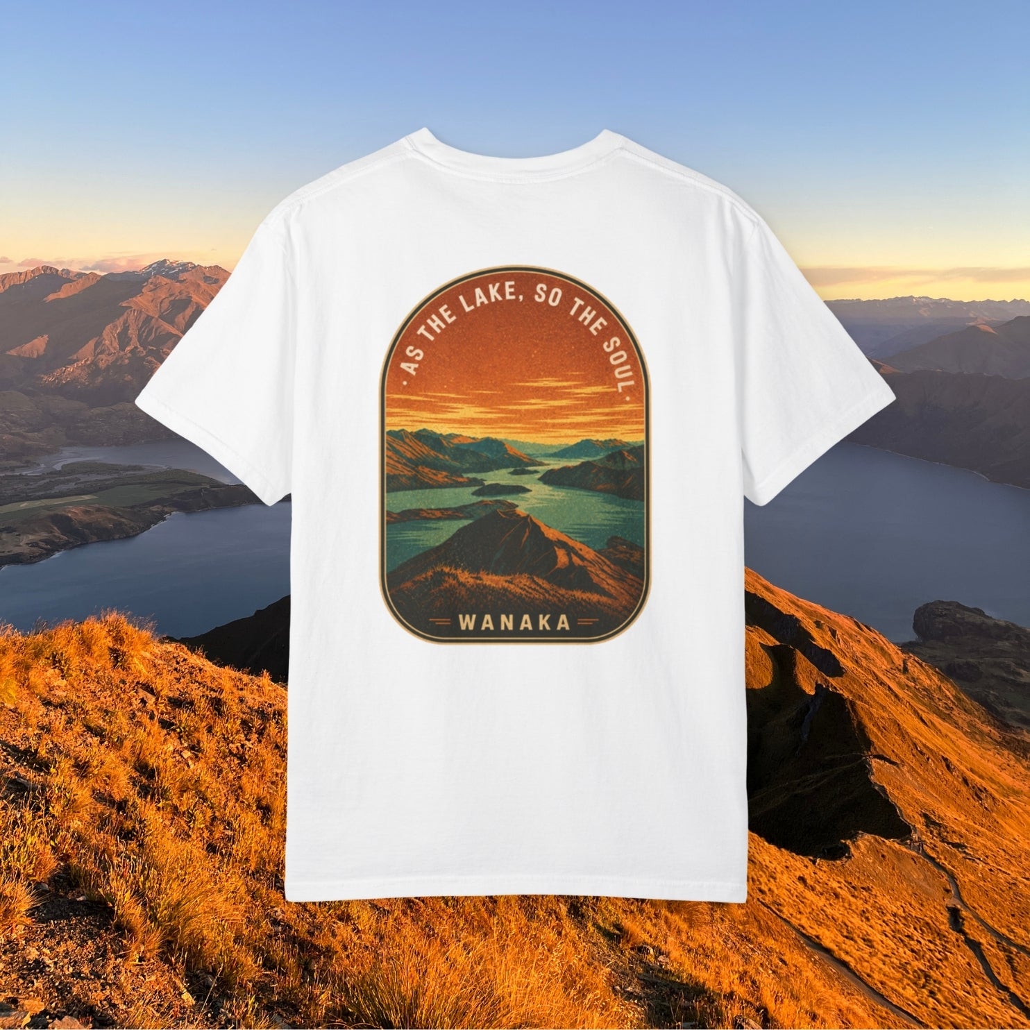 As the lake, so the soul. Wanaka Graphic Tee