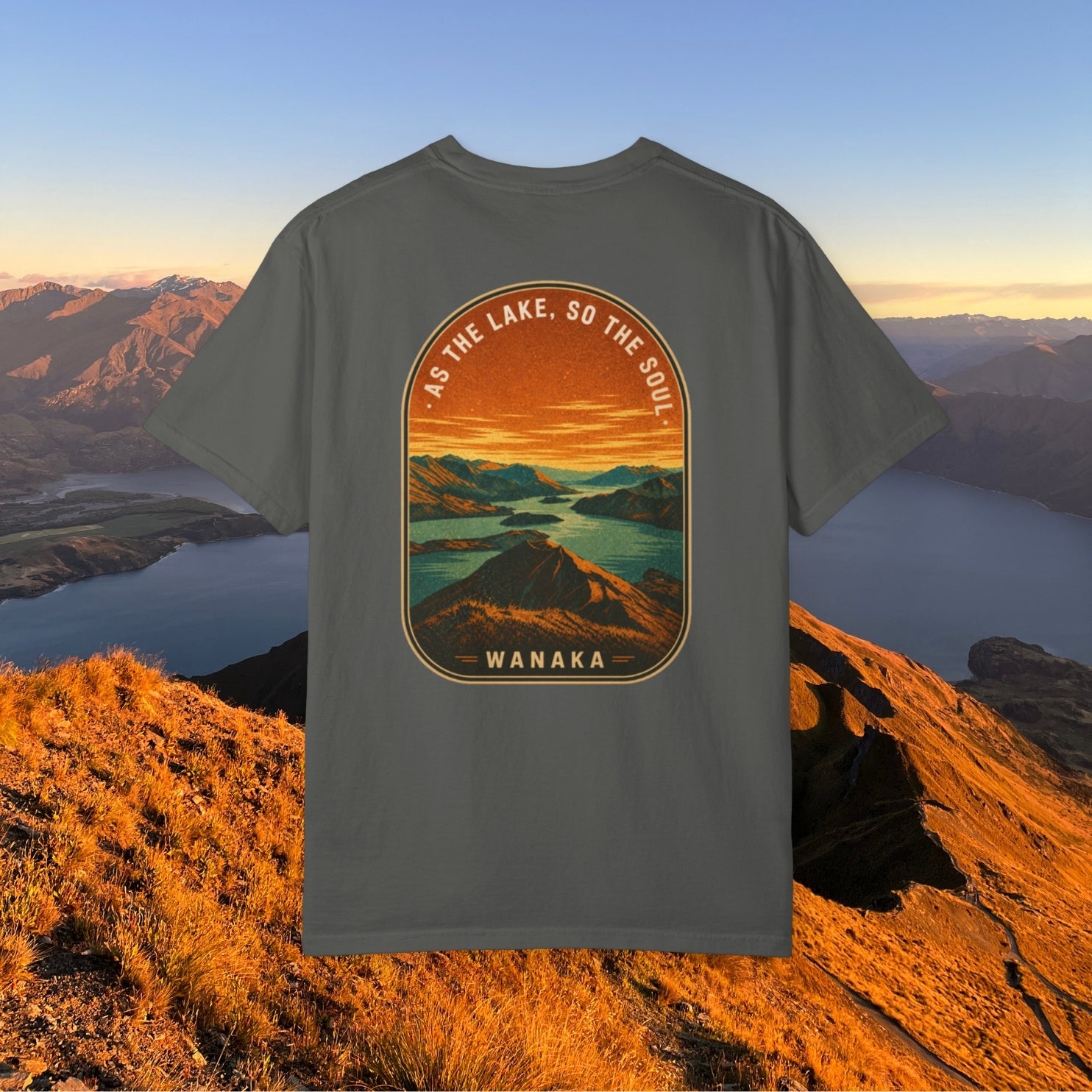 As the lake, so the soul. Wanaka Graphic Tee