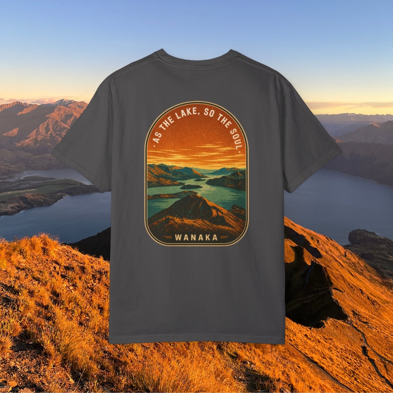 As the lake, so the soul. Wanaka Graphic Tee